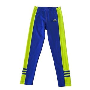 Adidas Youth Girls Small Compression Leggings Blue Green Colorblock